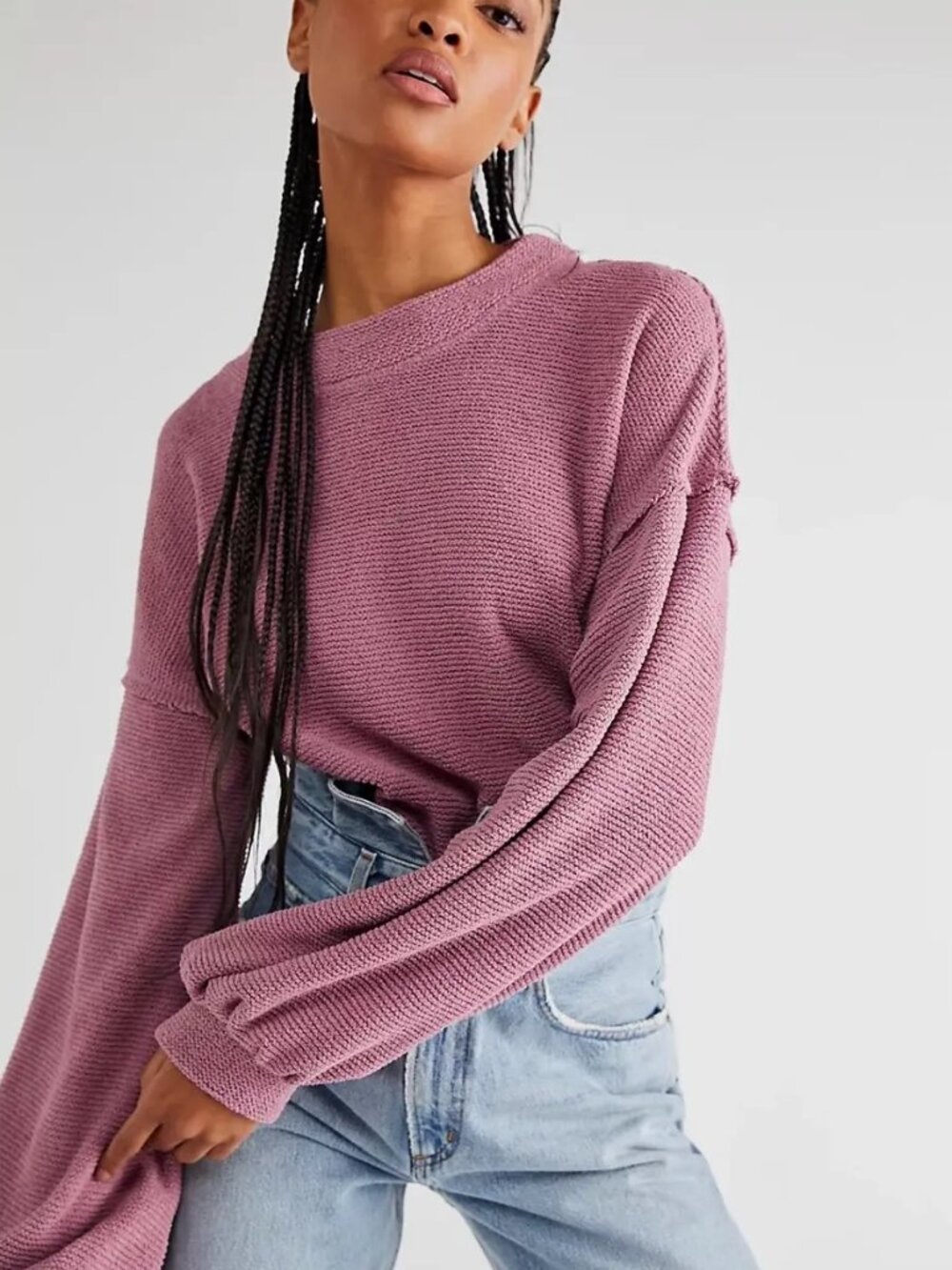 Free People FP Beach Happy Pullover Sweater Sweatshirt Mauve
